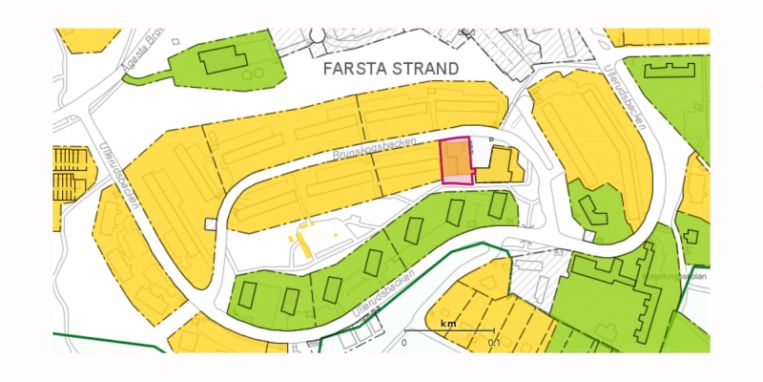 karta tomten i Farsta Strand