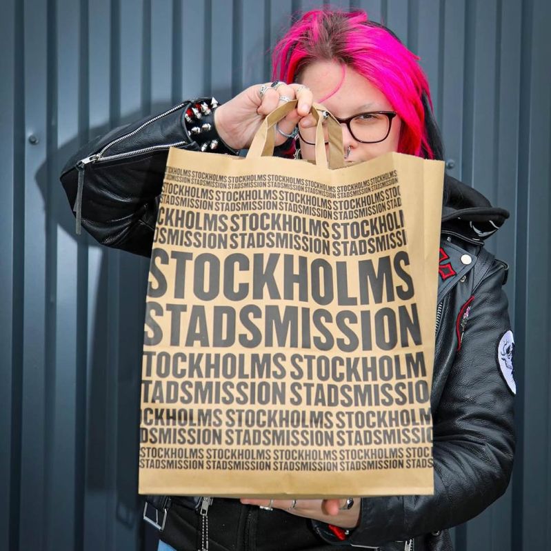Papperskasse från Stockholms Stadsmission.