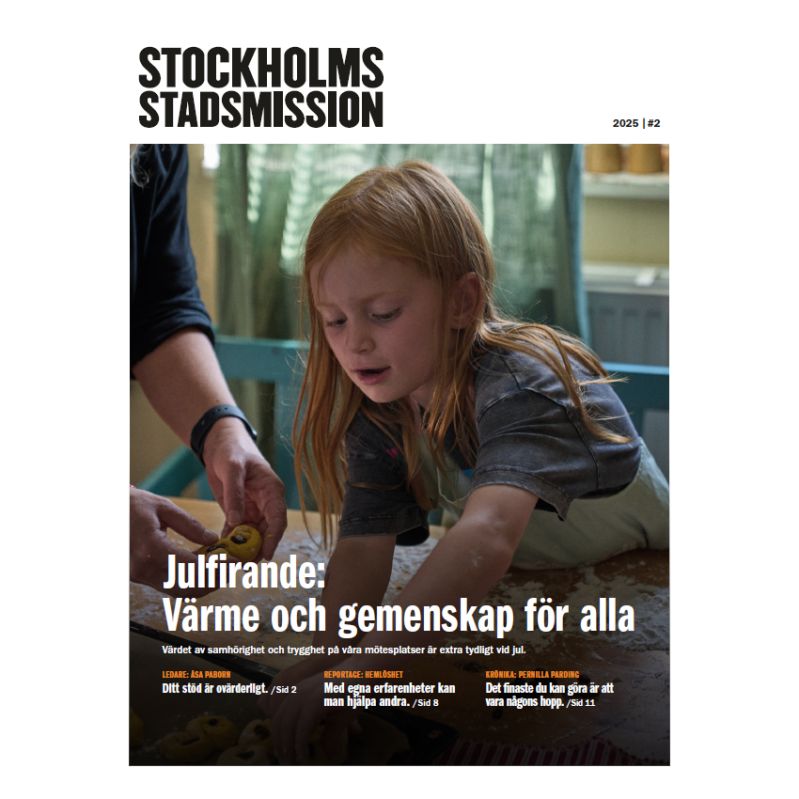 Omslag till Stockholms Stadsmissions månadsgivartidning november 2025.