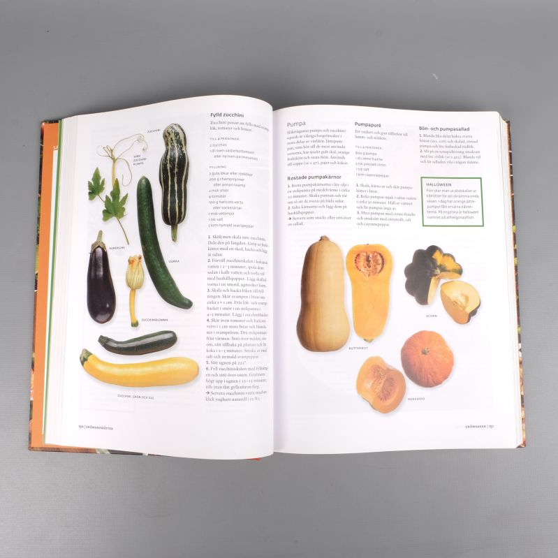 Uppslag med recept och bilder i boken