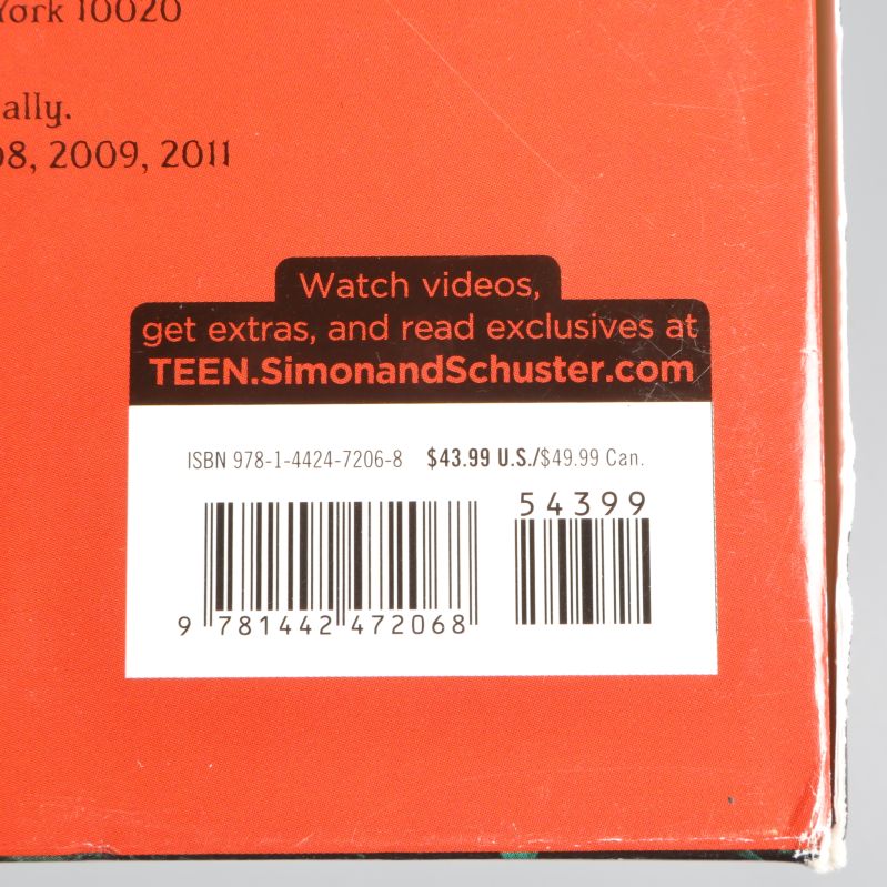 Närbild på baksidan av City of Fallen Angels med tydligt synlig ISBN-kod