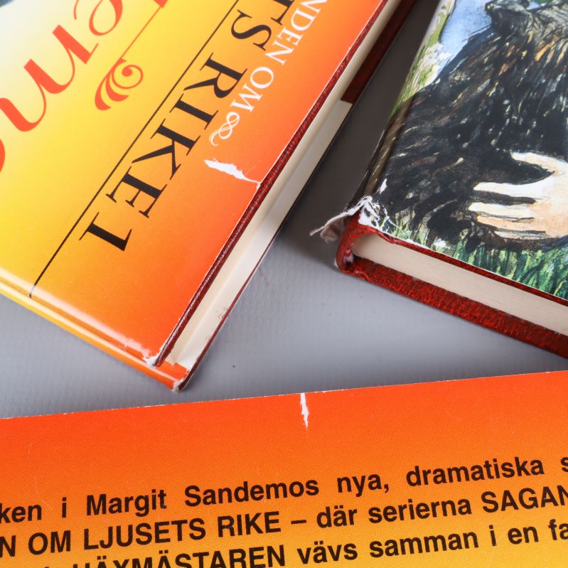 Närbild på slitna och skadade bokomslag, Ljusets rike