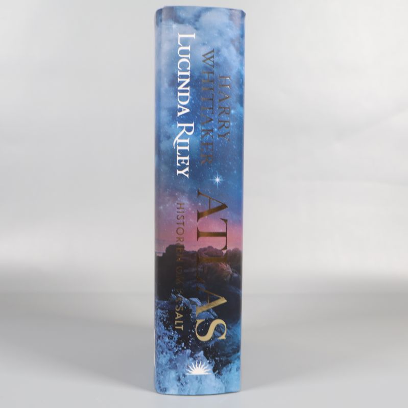 Bokrygg med titel, författare och blå färgskiftningar