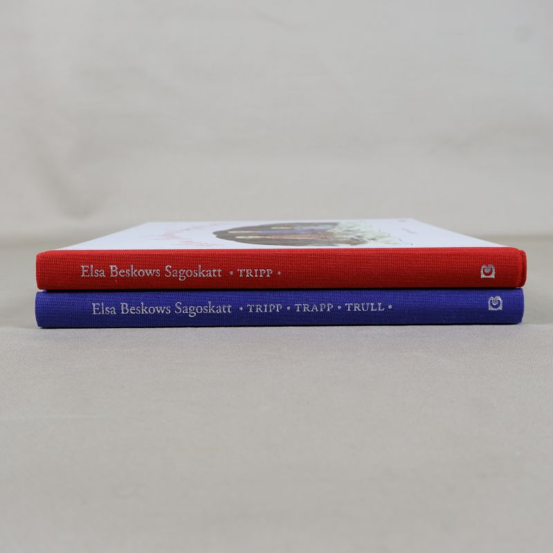 Ryggar på två böcker med titlarna Tripp och Tripp, Trapp, Trull
