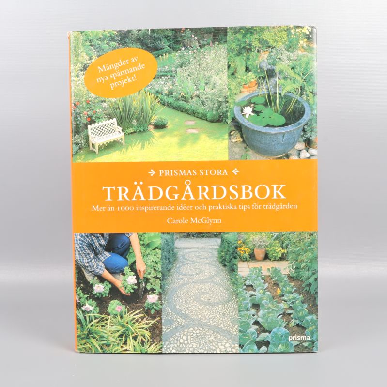 Framsida av Prismas stora trädgårdsbok med collage av trädgårdsbilder