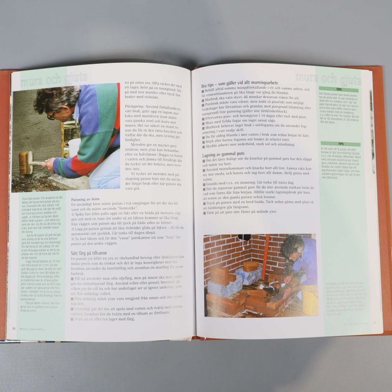 Uppslag ur boken Mura och gjuta med bilder och bygginstruktioner