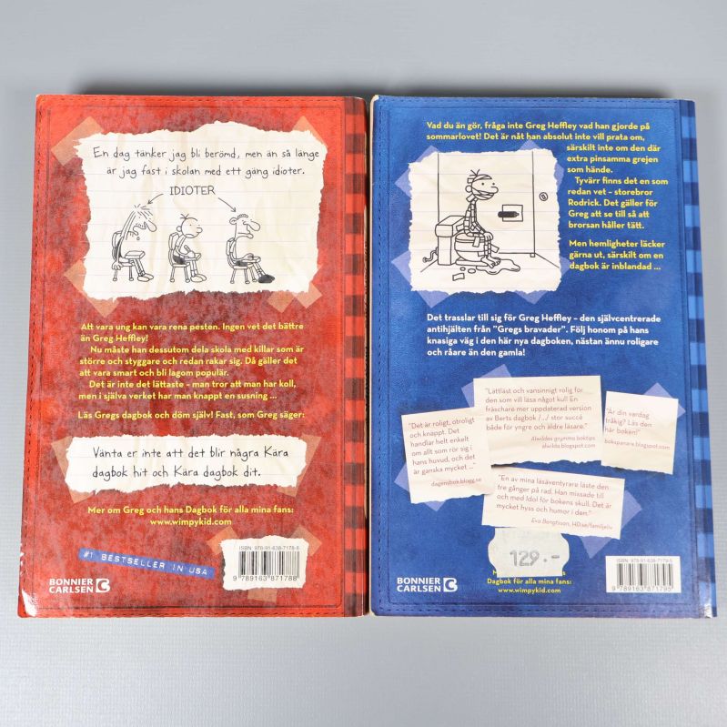 Baksidor på båda böcker i serien Dagbok för alla mina fans
