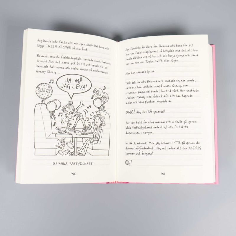 Illustrerad inlaga från Nikkis dagbok med teckningar och text