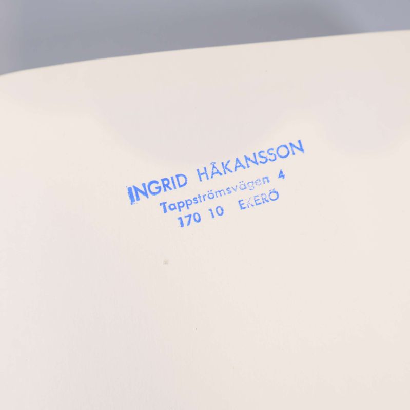 Stämpel med namn och adress Ingrid Håkansson på bokuppslag