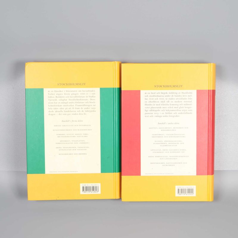 Baksidor av böckerna Stockholmsliv med text och ISBN-nummer