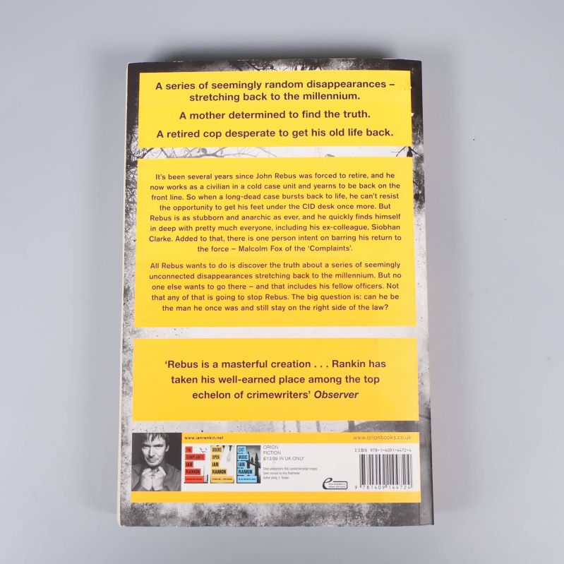 Baksidan av boken Standing in Another Man's Grave med beskrivning och ISBN