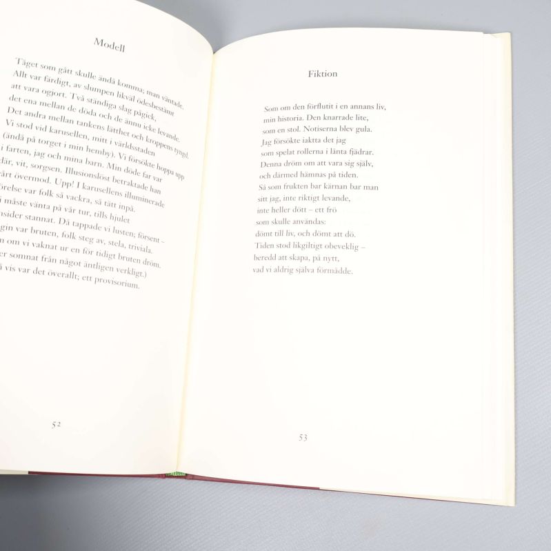 Uppslag ur Provliv 1-10 med dikten Modell och Fiktion, tydlig text