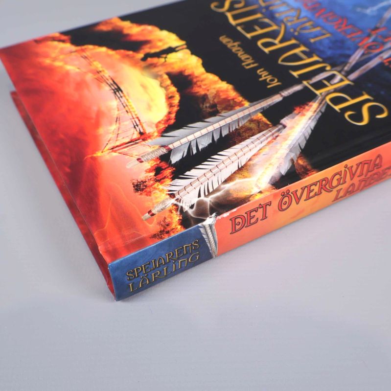 Närbild av bokrygg och del av framsida till Spejarens lärling Det övergivna landet