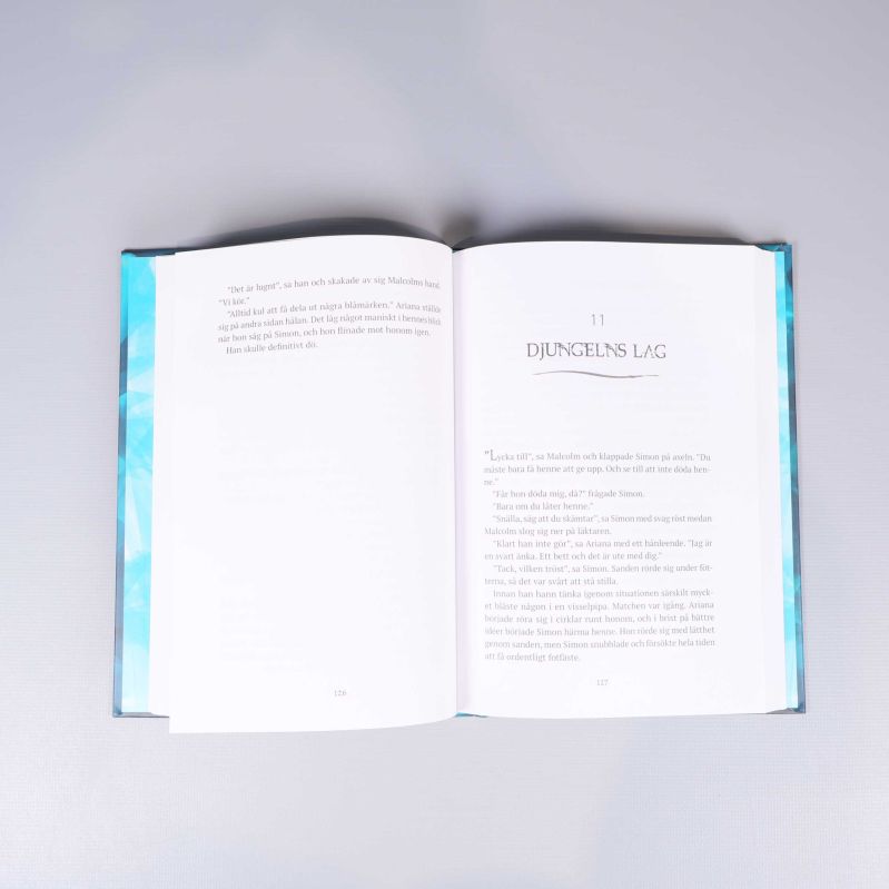 Uppslag ur Animox-boken med kapitelstart och tydlig text