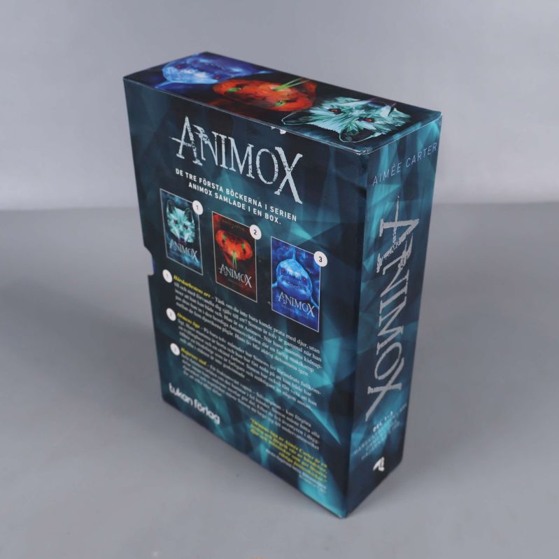 Animox box, snedvy med baksida och illustrationer