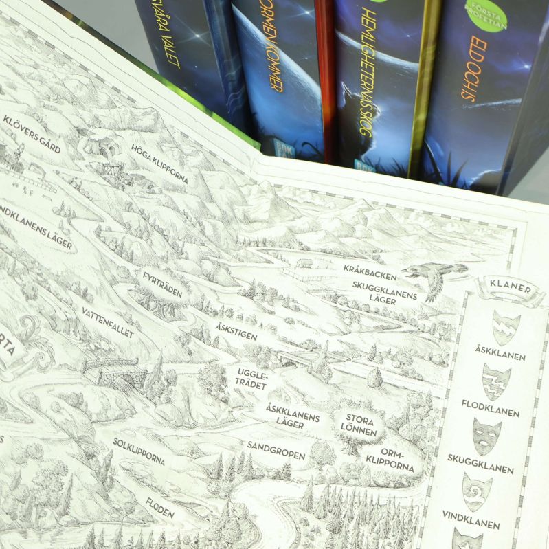 Detaljerad karta på insidan av Warriors-boken