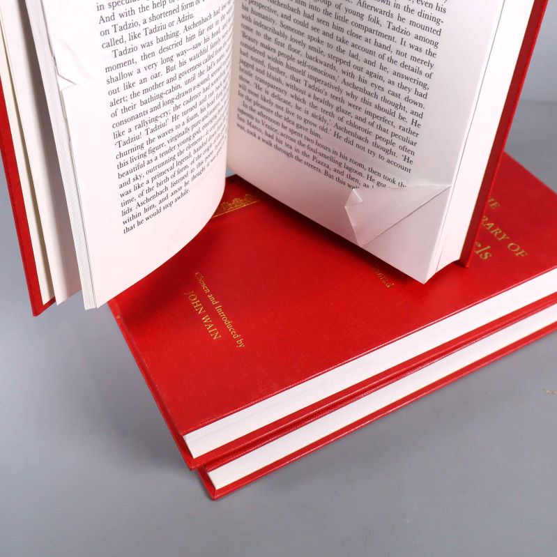 Uppslagna sidor ur boken visar engelsk text