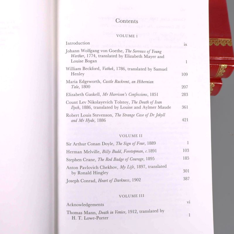 Innehållsförteckning i The Oxford Library of Short Novels volym I och II