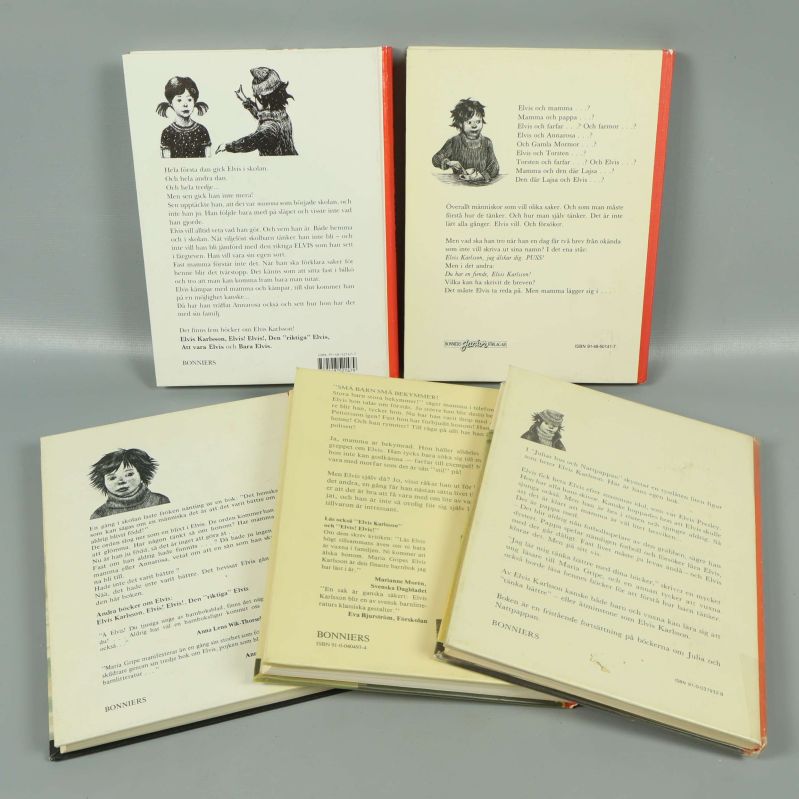 Baksidor på fem Elvis-böcker av Maria Gripe