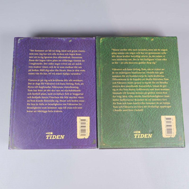 Baksidor av två Vaktaren-böcker med förlagstext och streckkod