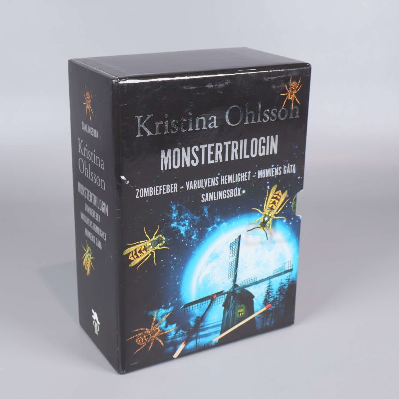 Samlingsbox Monstertrilogin av Kristina Ohlsson med färgstarka omslag