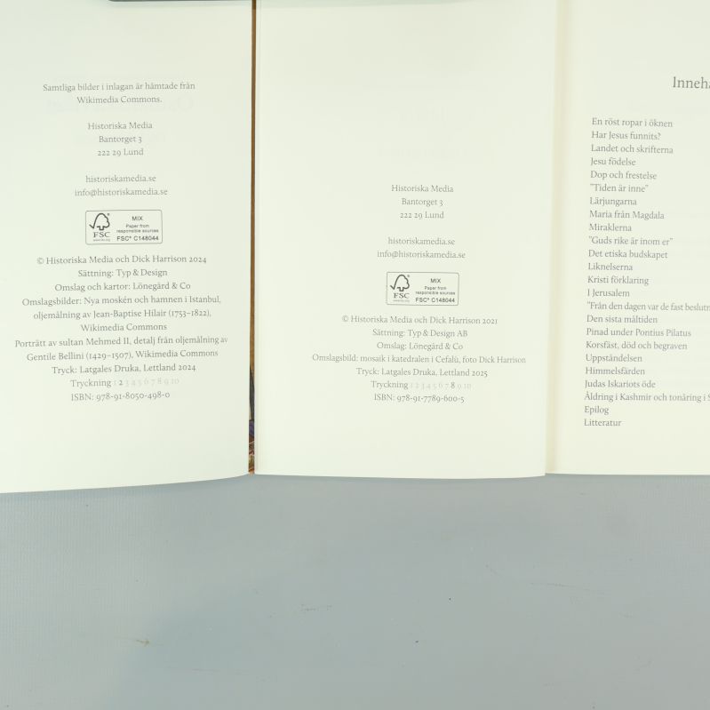 Utgivnings- och ISBN-information för alla fyra titlar ur Dick Harrisons bokpaket