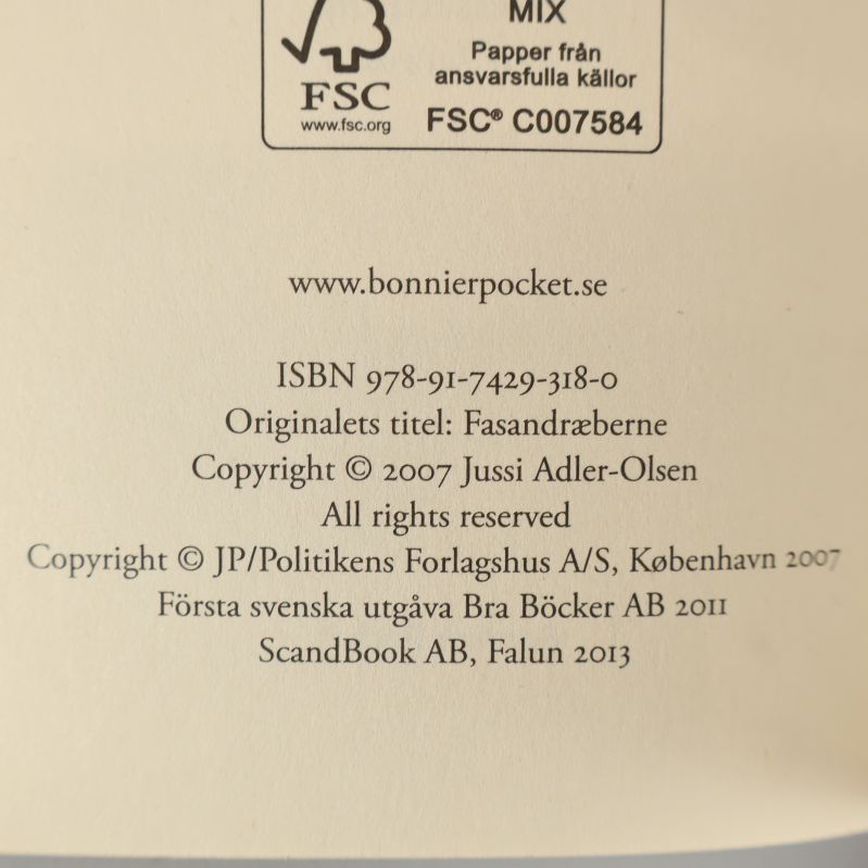 ISBN och publiceringsinformation för Fasanjägarna