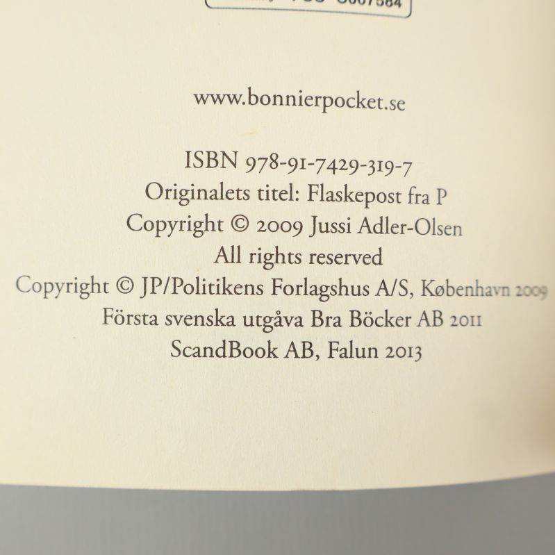 ISBN och publiceringsinformation för Flaskpost från P