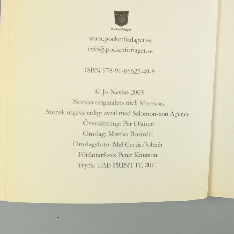 Titelsida med utgivningsinfo och ISBN för Djävulsstjärnan av Jo Nesbø