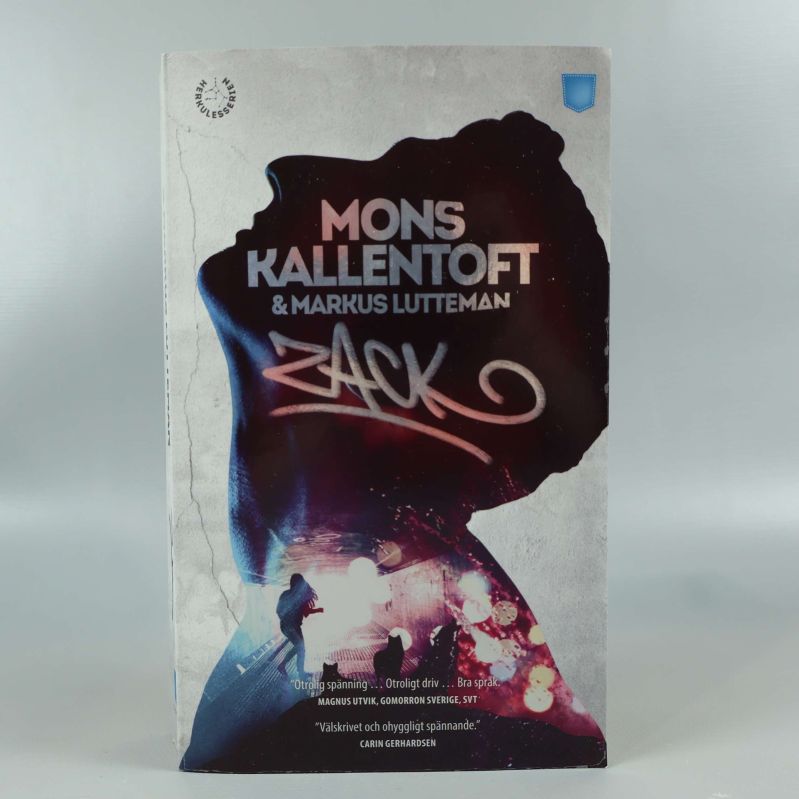 Framsida av boken Zack av Mons Kallentoft och Markus Lutteman med siluettmotiv och graffititext
