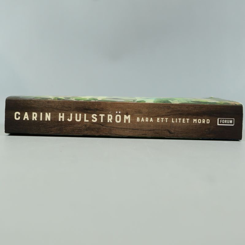Bokrygg med Carin Hjulströms namn och titel Bara ett litet mord