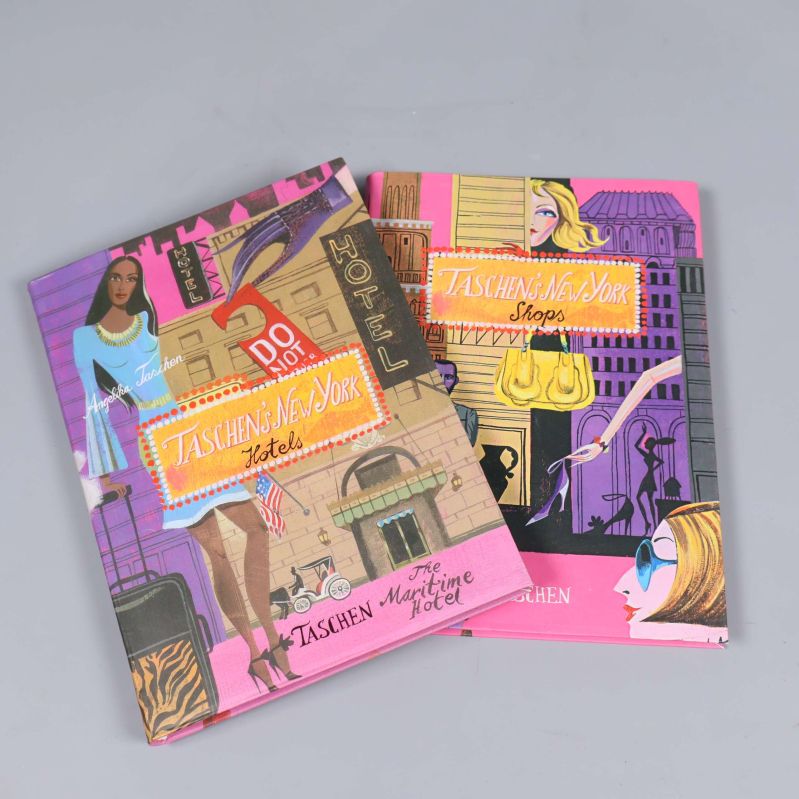 Två Taschen's New York-böcker: Hotels och Shops med färgstarka omslag