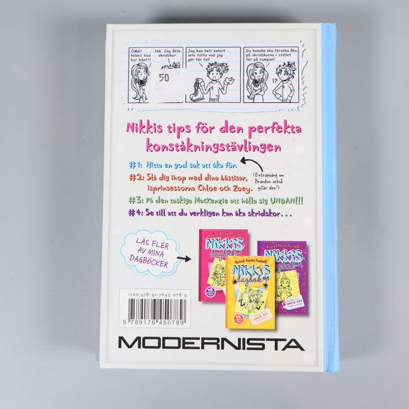 Baksida av Nikkis dagbok #4 med tips och annan information