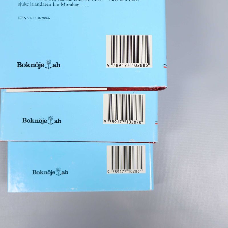 Närbild på ISBN och streckkoder på baksidan av Sagan om Isfolket böcker