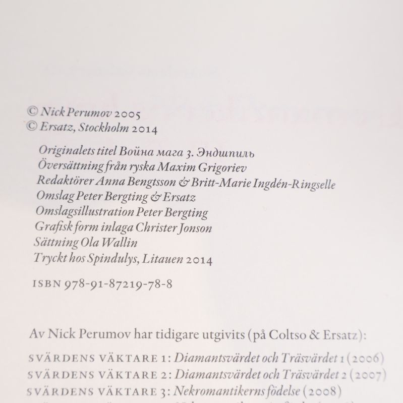 Tryckår, ISBN och utgivningsinformation på bokens inlaga