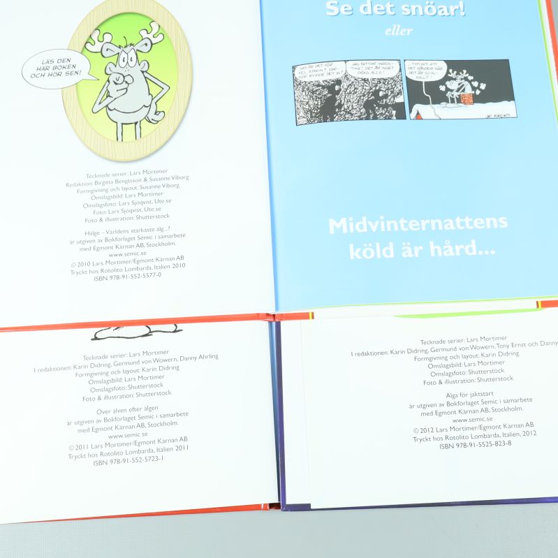 Första sidor i alla tre Hälge album, med ISBN och utgivningsinformation