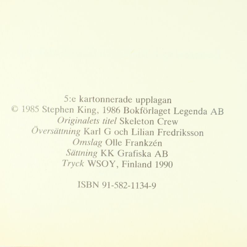 Trycksida med utgivningsinformation och ISBN 91-582-1134-9