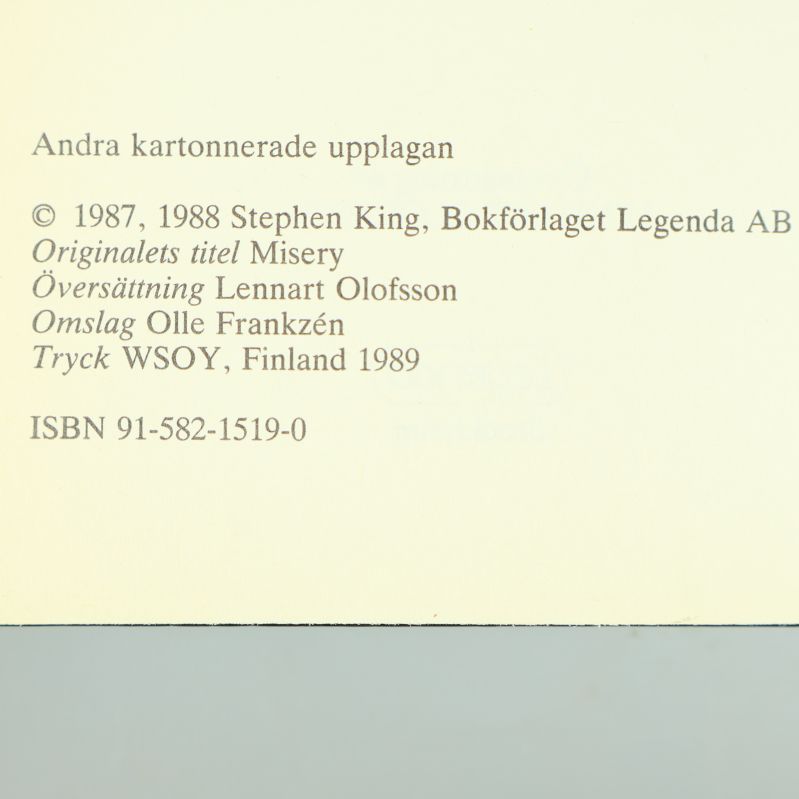 Tryckinformation och ISBN-sida, Lida av Stephen King