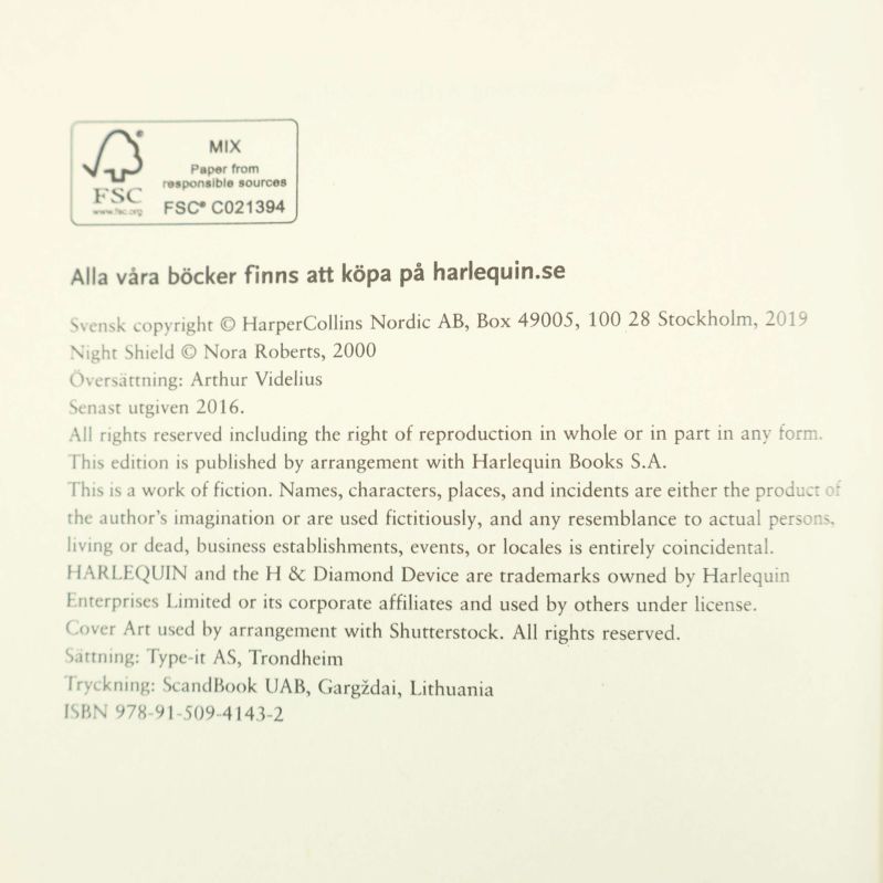 Bokens första tryck- och copyrightinformation samt ISBN-nummer