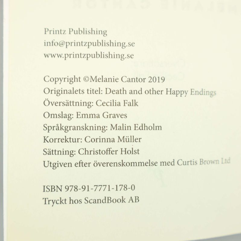 Tryckår och ISBN-sida från Döden och andra lyckliga slut