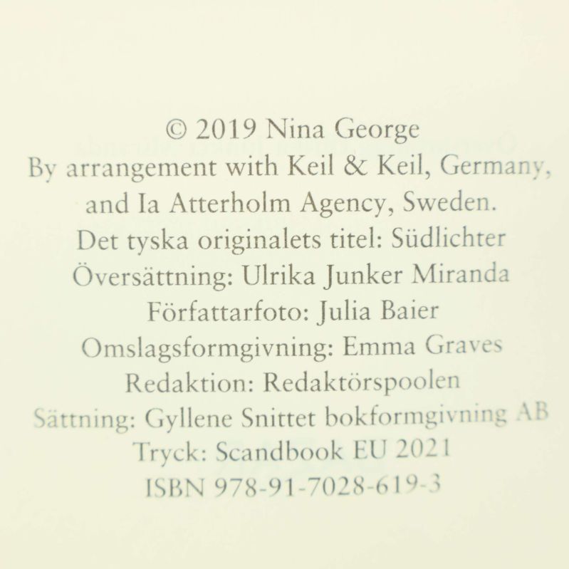 Tryckår, översättare och ISBN-nummer inuti boken