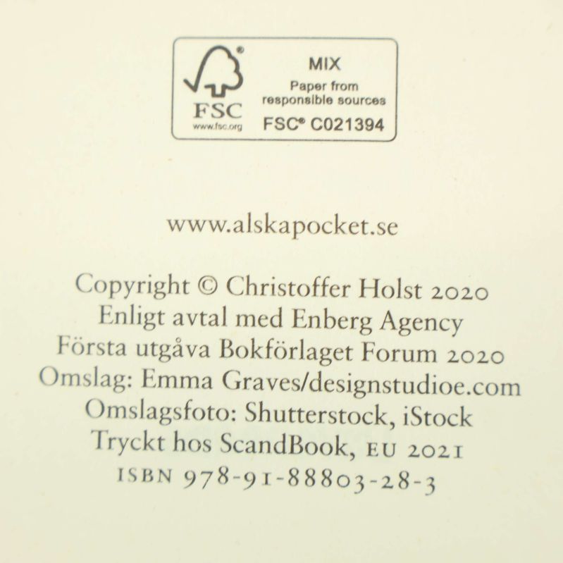 Tryckår och ISBN-sida från Solsken och parmesan av Christoffer Holst