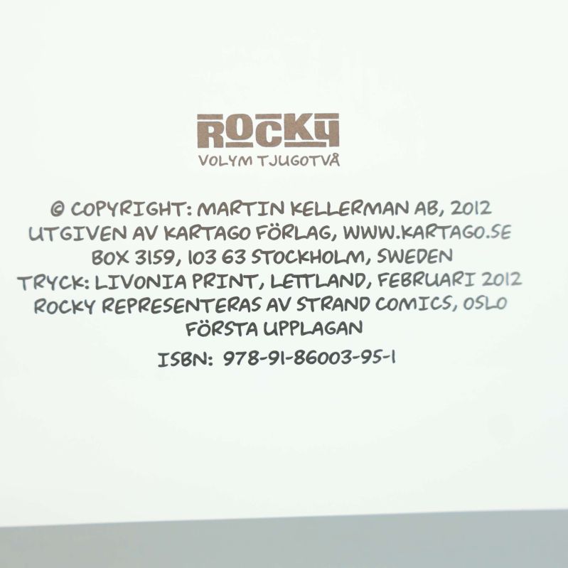 Tryckår och ISBN-sida för Rocky Volym 22 med copyrightinformation