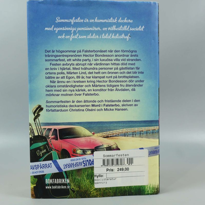 Baksidan av Sommarfesten med beskrivning och prisetikett