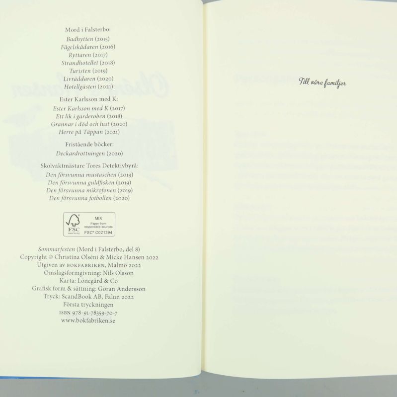 Tryckår, ISBN och copyright-information samt annan bibliografisk data