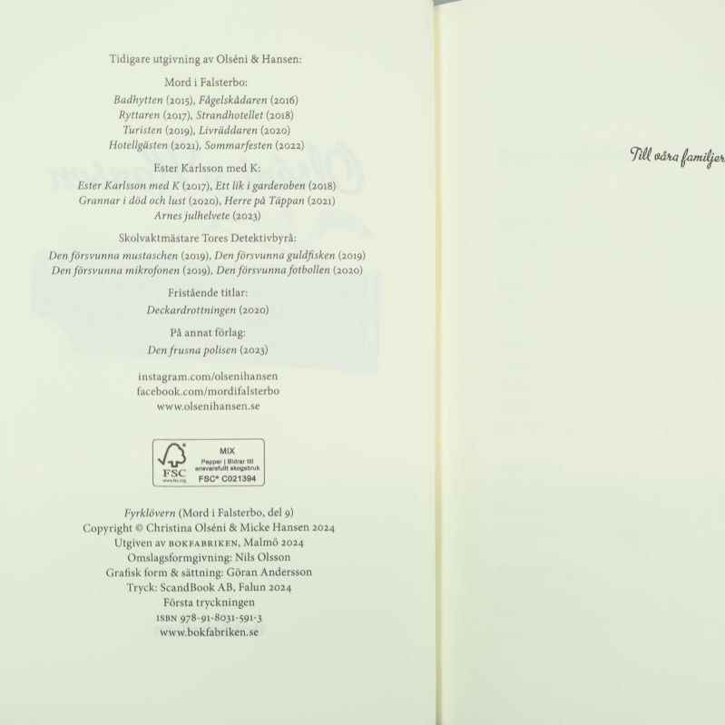 Sida med tidigare utgivning och ISBN i boken Fyrklövern