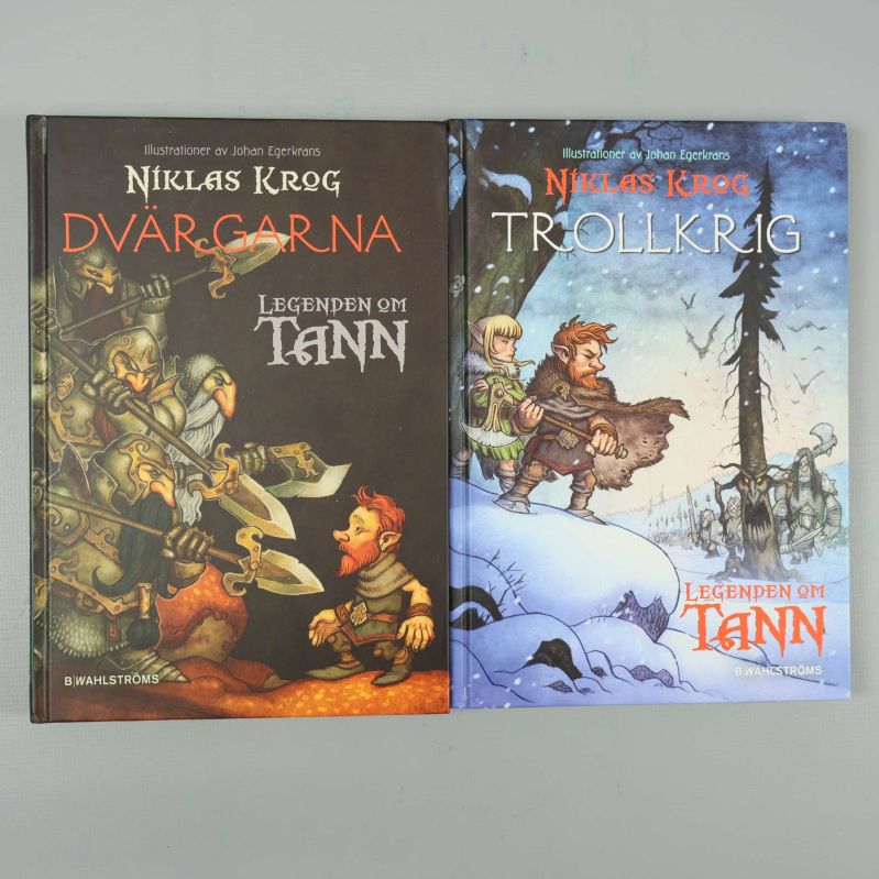 Två böcker: Dvärgarna och Trollkrig av Niklas Krog, Legenden om Tann-serien