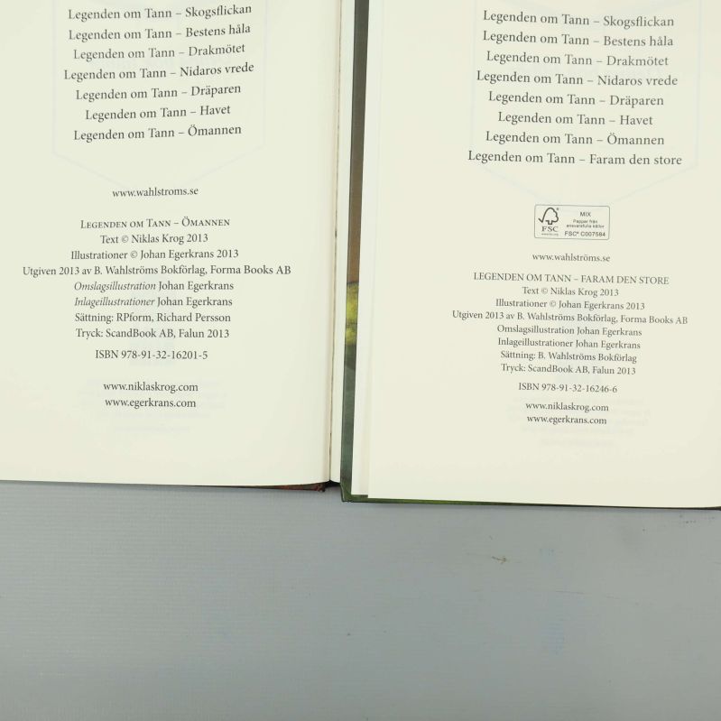 Förstasidor med bibliografisk information och ISBN till båda böckerna