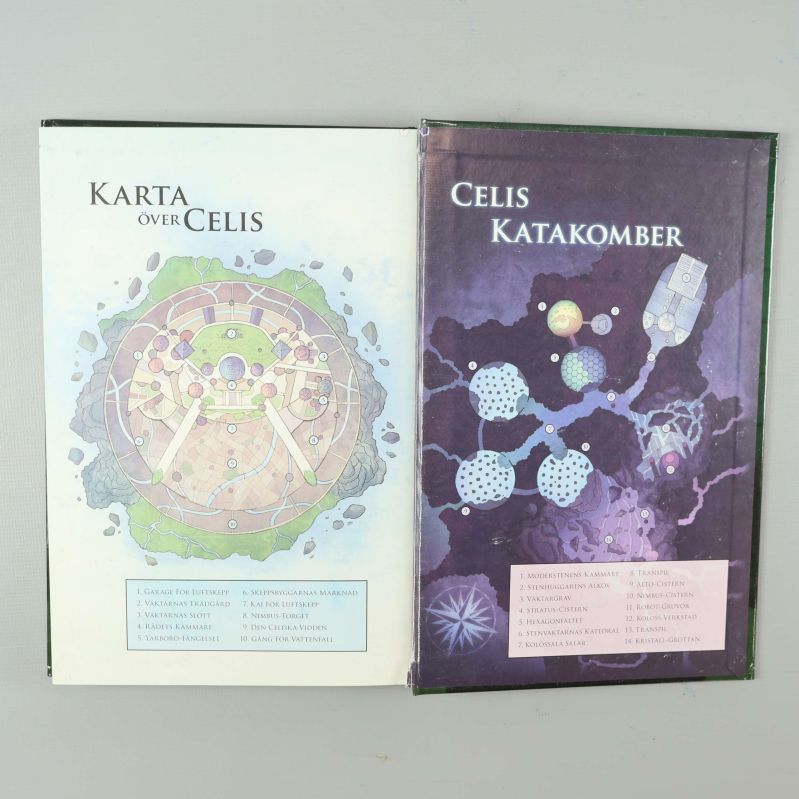 Karta och katakomber från insidan av Amulett-böckerna med färgillustrationer