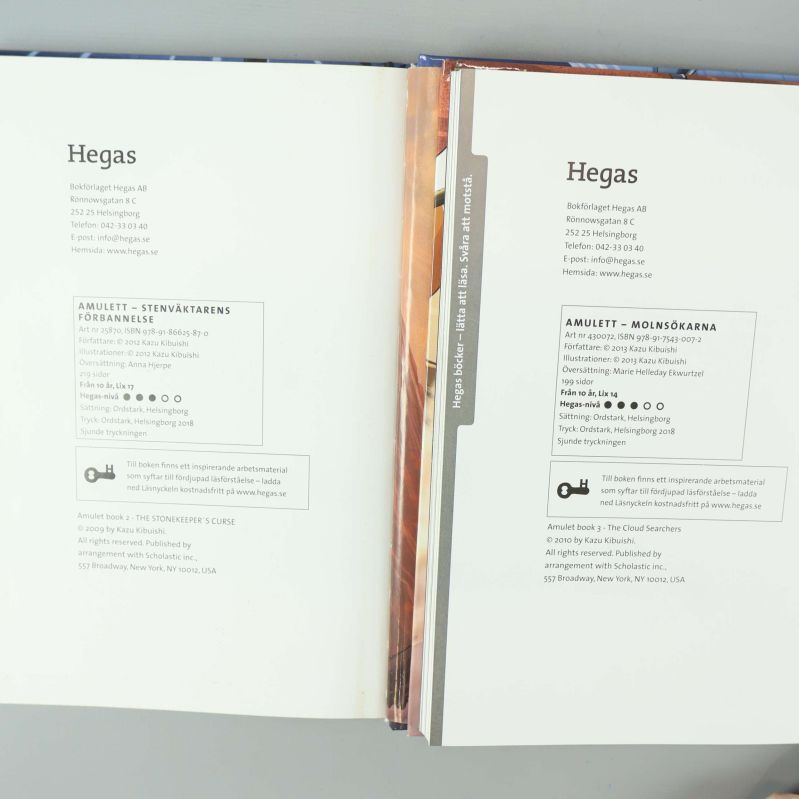 Första sidor i böckerna med ISBN och utgivningsinformation